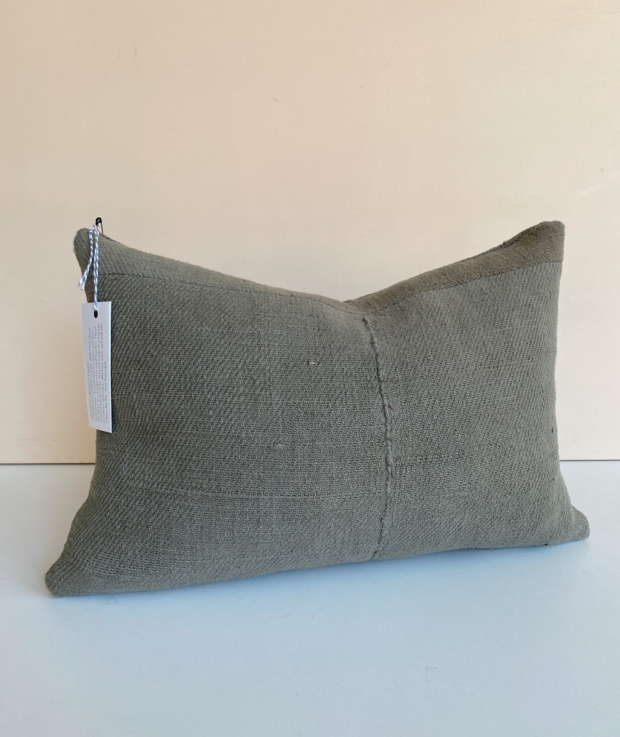 Grey Antique Linen Lumbar Pillow