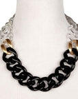 Acrylic Chain Black, Gold, Clear Necklace