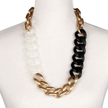 Acrylic Chain Black, Gold, Clear Necklace