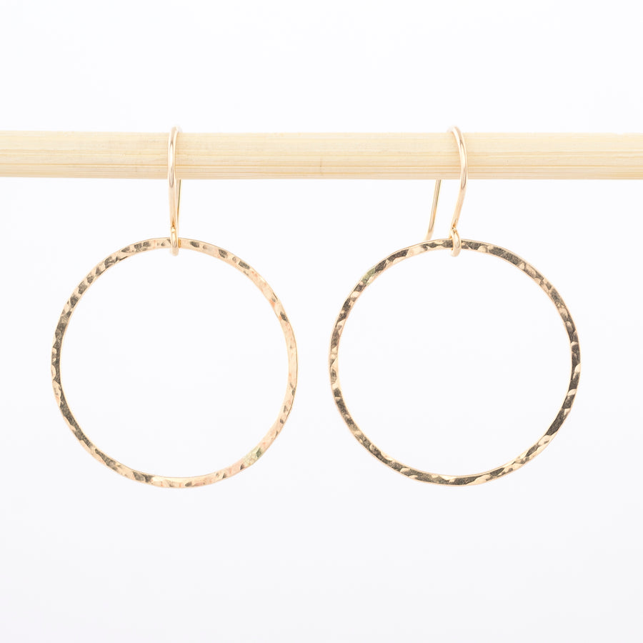 Gold Earrings - 14K - hoop - Circle Drop - 1