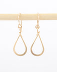 gold earrings - teardrop - 14K - hammered wire - dangle - nickel free - jewelry 