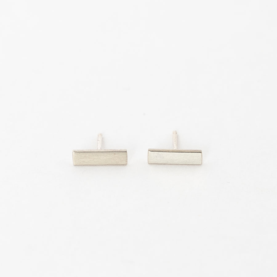 minimalistic bar stud earrings - sterling silver - hammered metal - women's jewelry - modern earrings