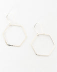 sterling silver earrings - dangles - handmade - hammered metal - hexagon shaped - women's jewelry