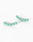 turquoise pearl ear climbers - women's earrings - simple jewelry 