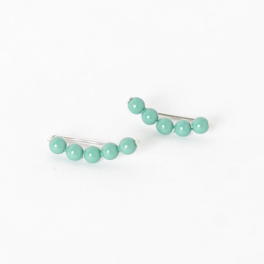 turquoise pearl ear climbers - women's earrings - simple jewelry 