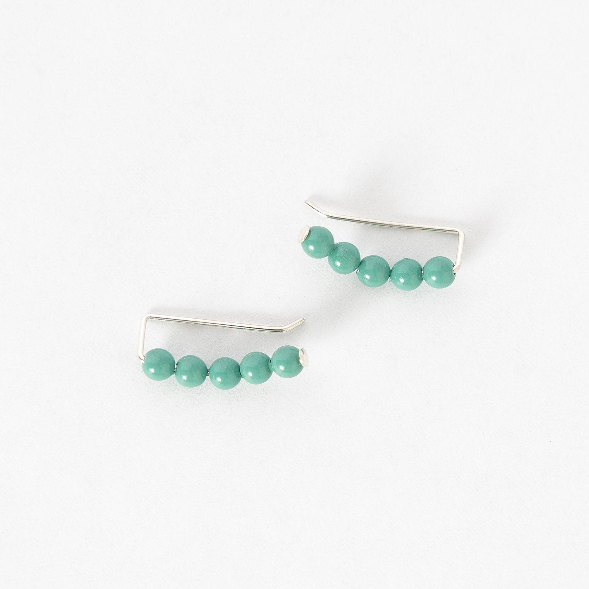 Swarovski pearl ear climbers in turquoise - handmade earrings in Maine