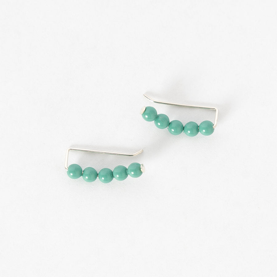 Swarovski pearl ear climbers in turquoise - handmade earrings in Maine
