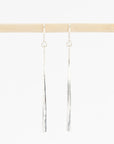 Sterling silver bar dangle earrings - hammered drops - handmade in Maine - french wirebacks