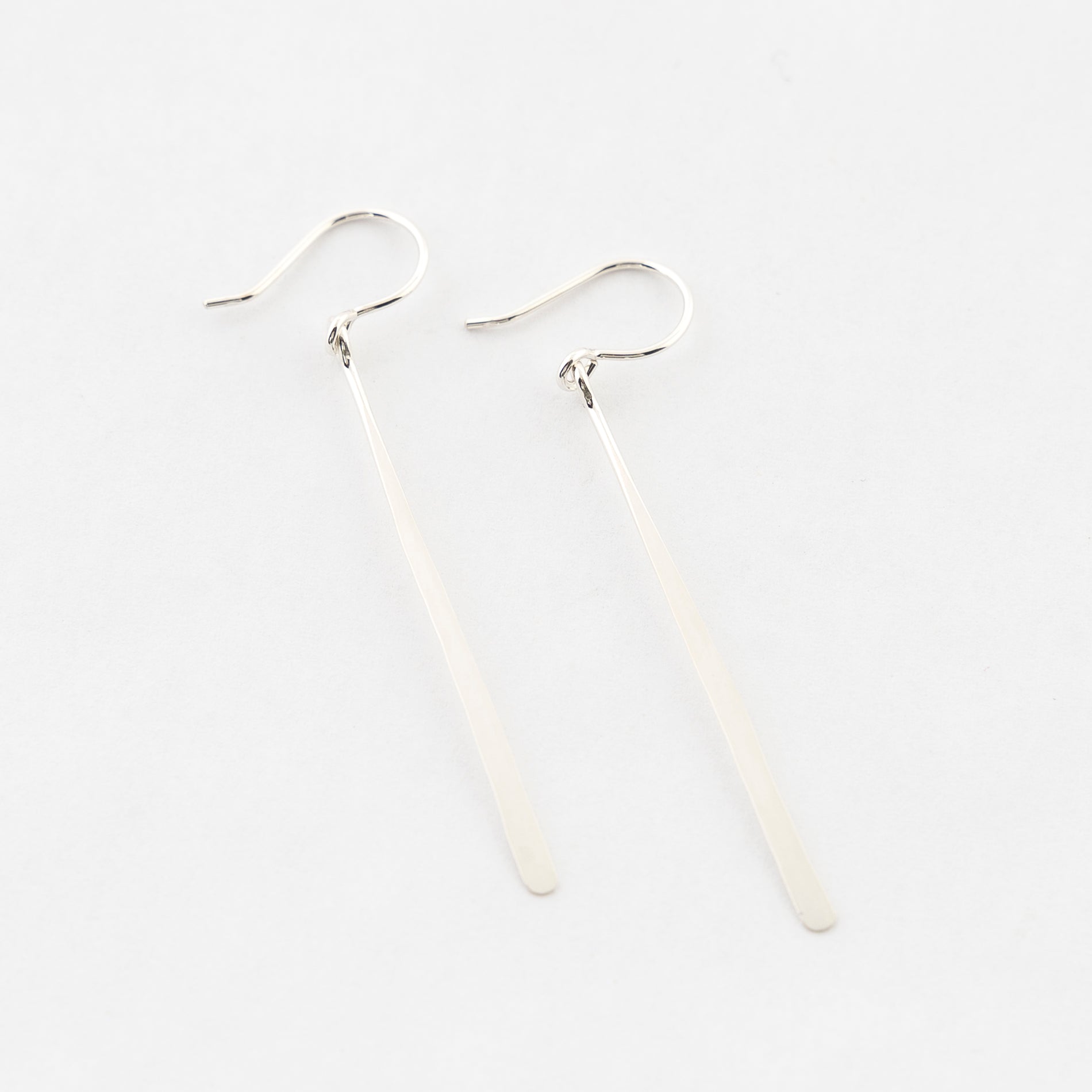 simple hammered bar earrings - sterling silver - modern jewelry - handmade in Maine 