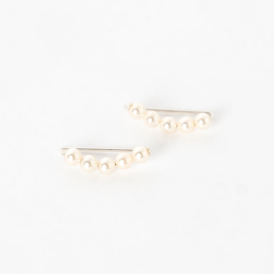 ivory pearl ear climbers - earrings - Swarovski Pearls - jewelry - ear crawlers - handmade in Maine