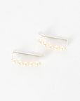 top view of the ivory pearl ear climbers - handmade in maine - jewelry - elegant earrings