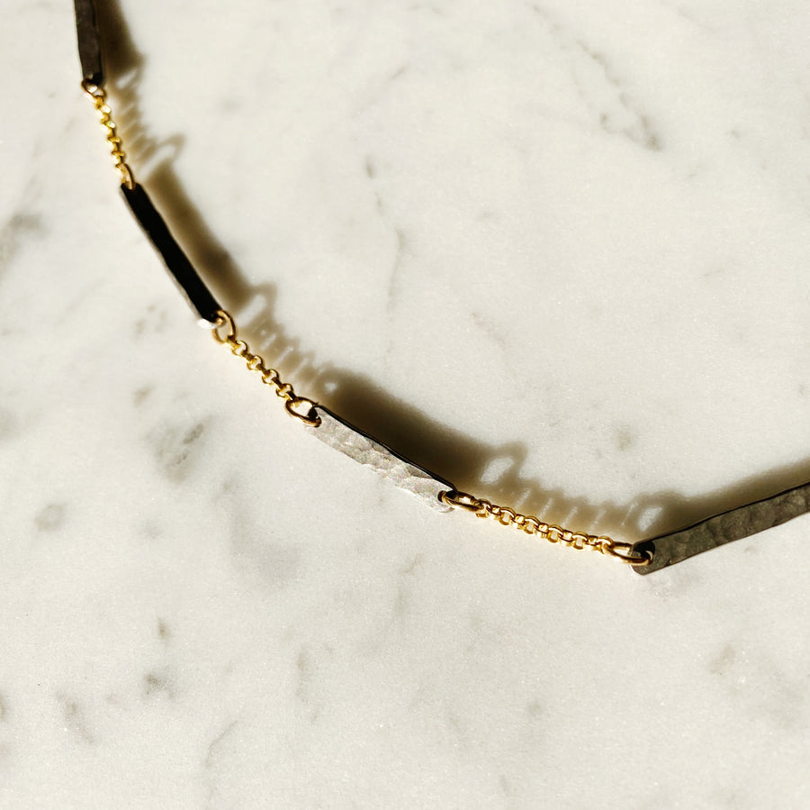 Textured Niobium + Gold-fill Necklace