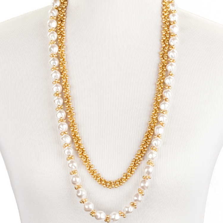 Bells and Pearls Opera Necklace Double
