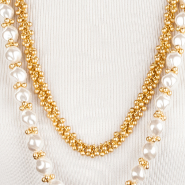 Bells and Pearls Opera Necklace Double
