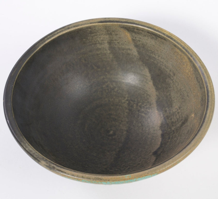 interior shot of the medium green bowl - stoneware - handmade pottery