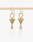 Quartz Point + Brass Earrings