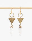 Quartz Point + Brass Earrings