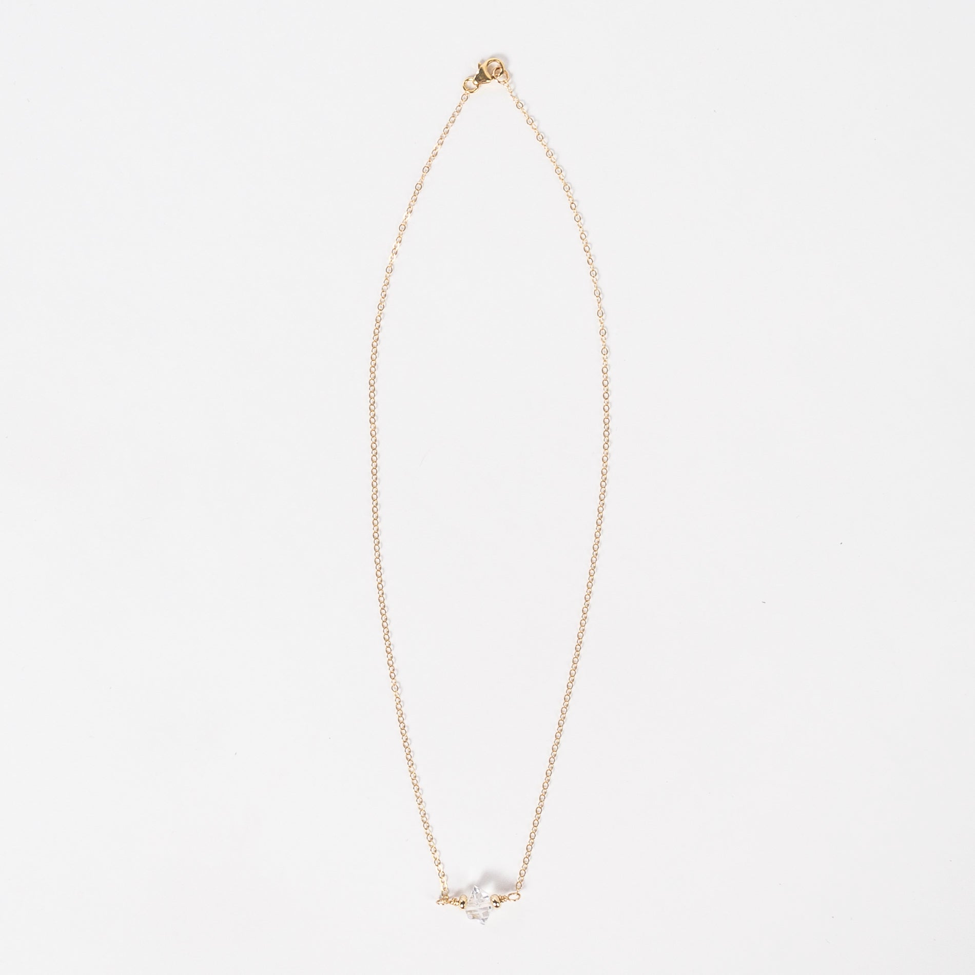 diamond necklace - gold plated chain - delicate - lobster claw clasp - handmade jewelry from Portland, Maine