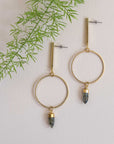 Geometric Brass Post Drop Earrings