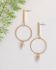 Geometric Brass Post Drop Earrings