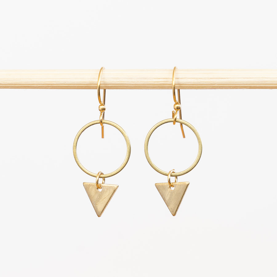 Brass Triangle Drop Earrings