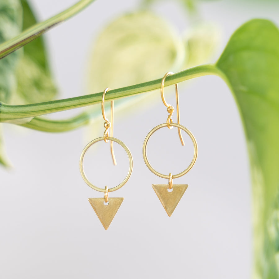 Brass Triangle Drop Earrings