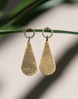 Brass Teardrop Dangle Post Earrings