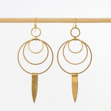 brass boho dangle earrings - warrior spike earrings - handmade in Maine - Women's Jewelry