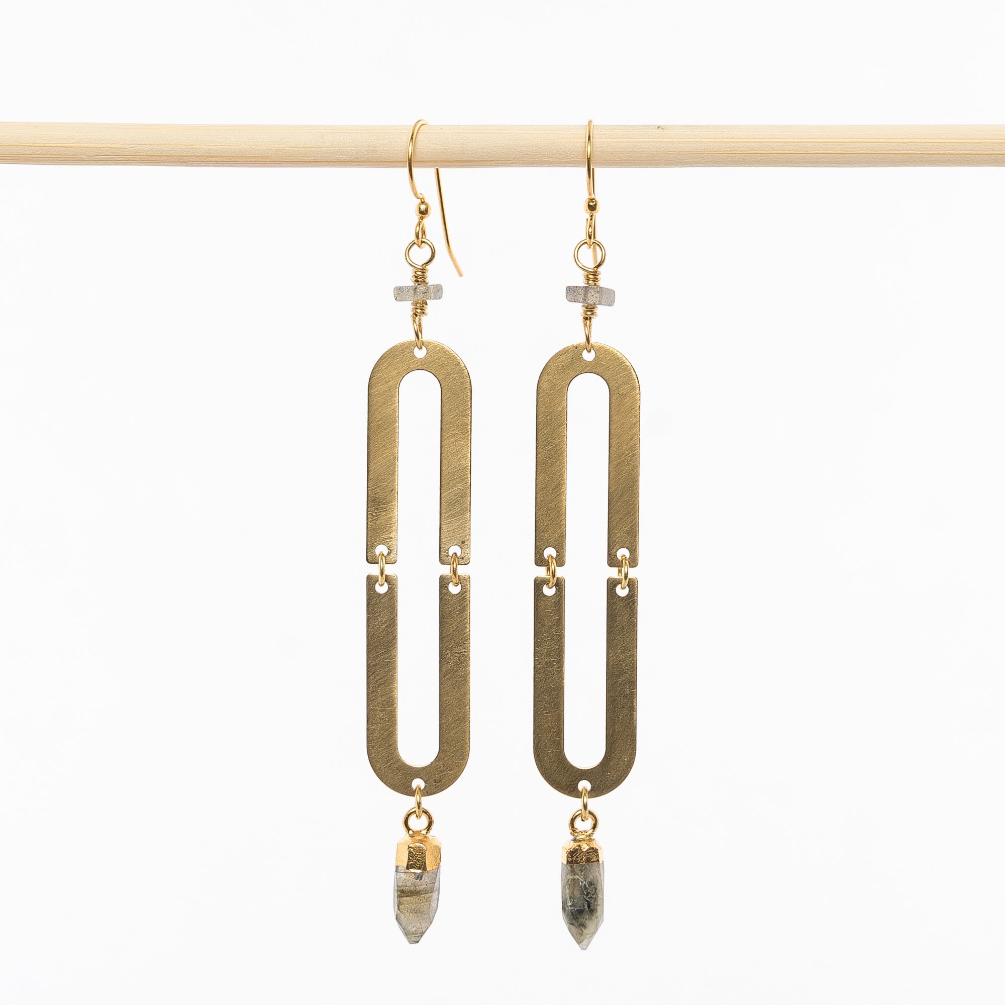 brass and labradorite dangle earrings