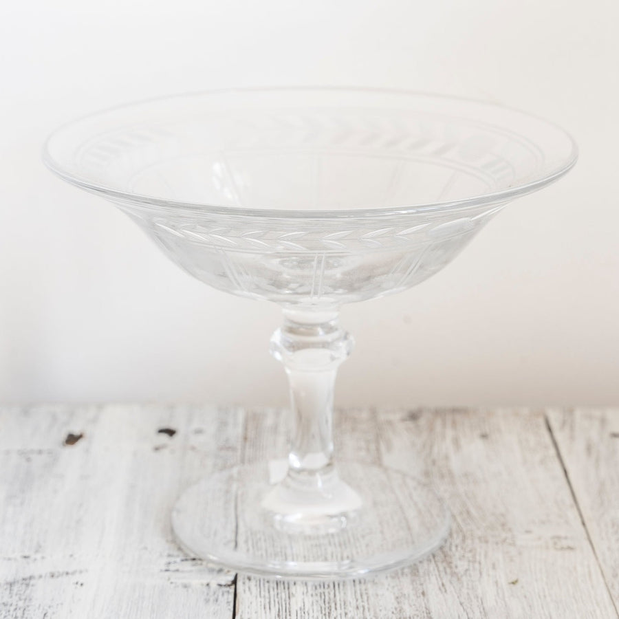 Vintage Etched Glass Candy Dish
