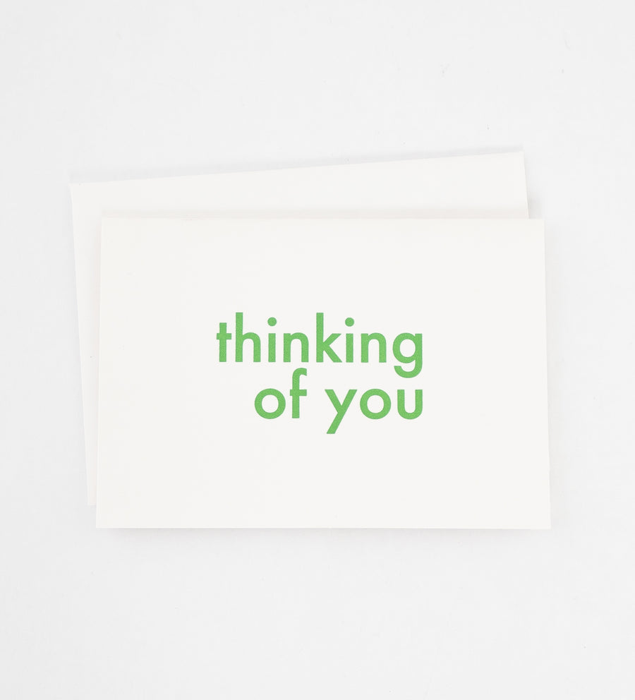 Thinking of you green lettering