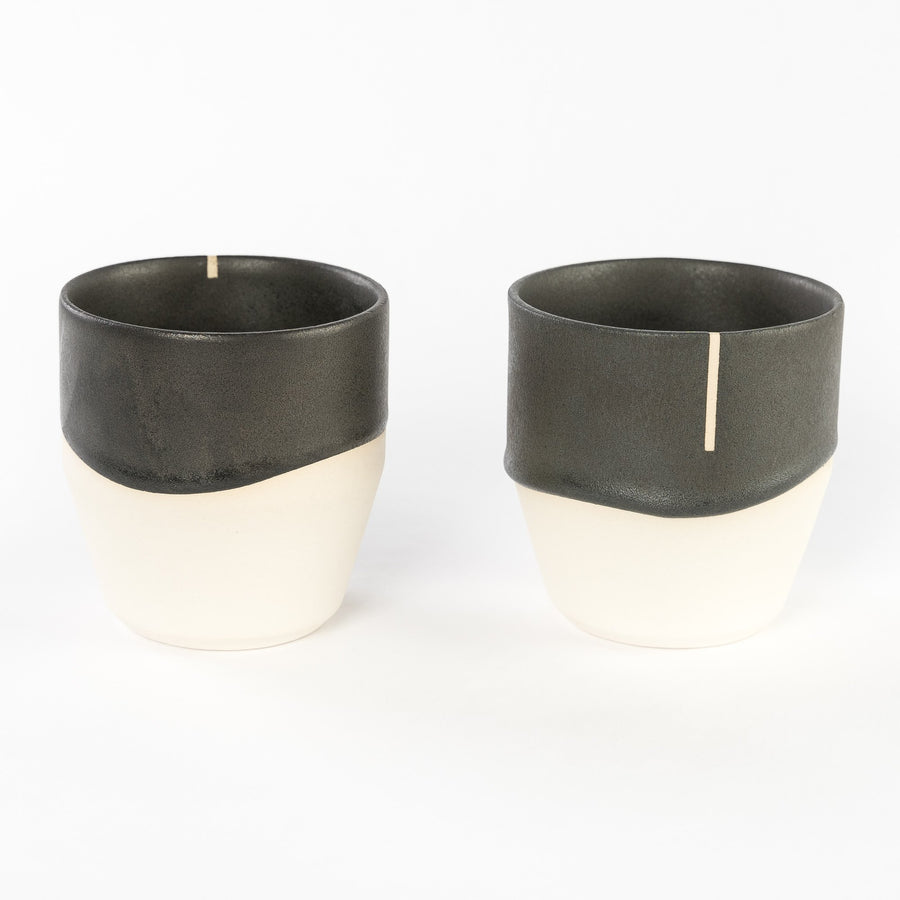 Porcelain Tumbler Set of Two - Black and White