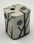 Raku Square Vase with Black Accents