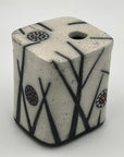 Raku Square Vase with Black Accents