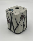 Raku Square Vase with Black Accents