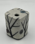 Raku Square Vase with Black Accents