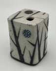 Raku Square Vase with Black Accents