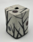 Raku Square Vase with Black Accents