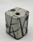 Raku Square Vase with Black Accents