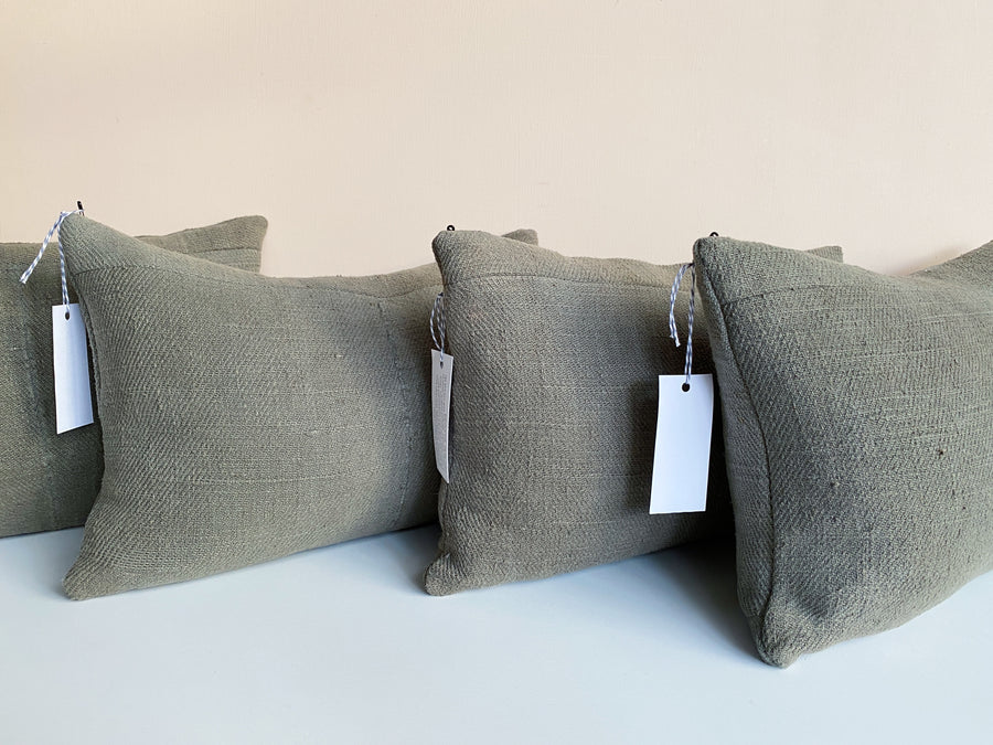 Grey Antique Linen Lumbar Pillow