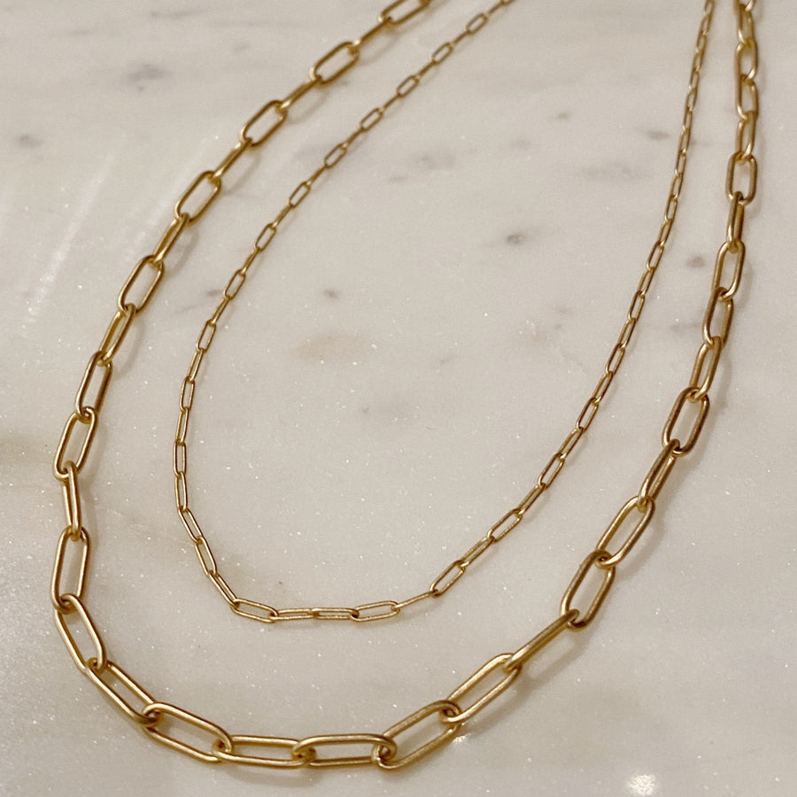 Small Layered Paperclip Chain Necklace