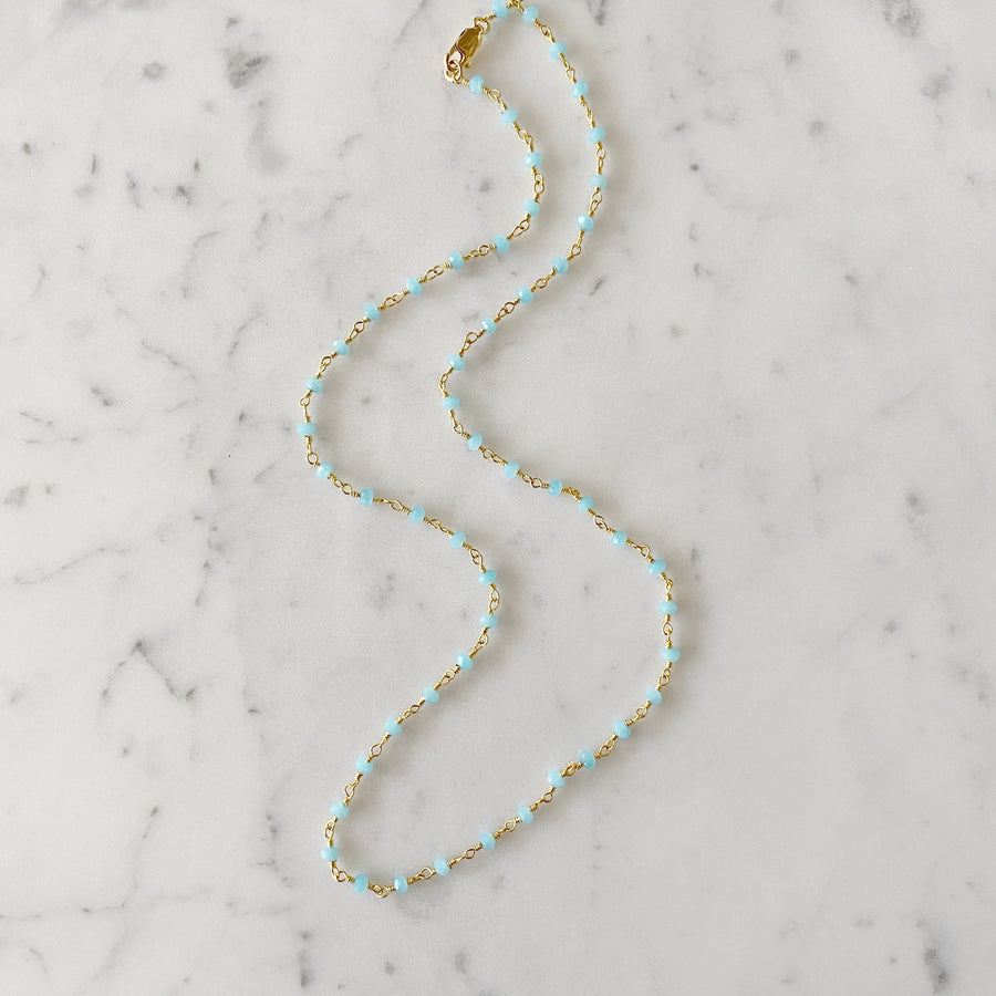 Aqua Chalcedony Chain Necklace