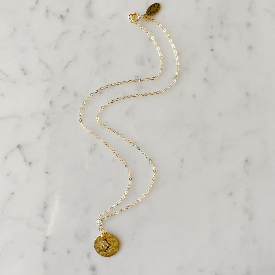 Brass Maine Pendant - gold chain