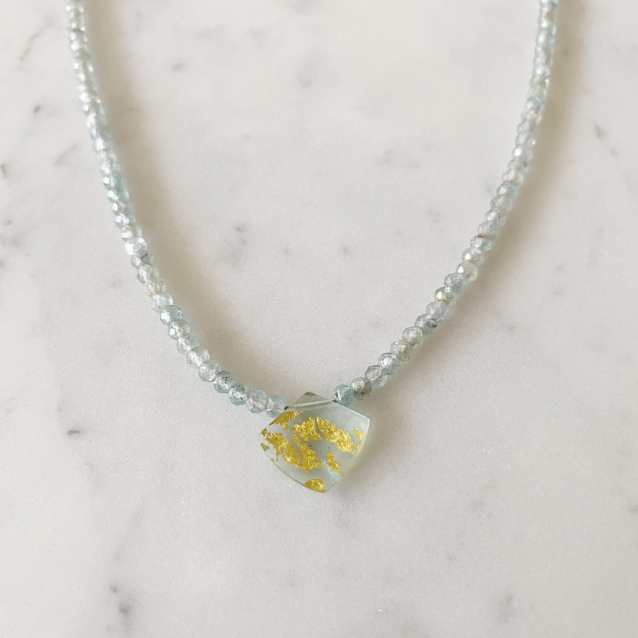 Mystic Quartz Pendant with Gold Flecks Necklace