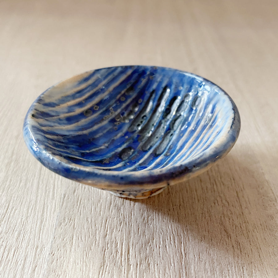 Tiny Bowl with Blue Waves