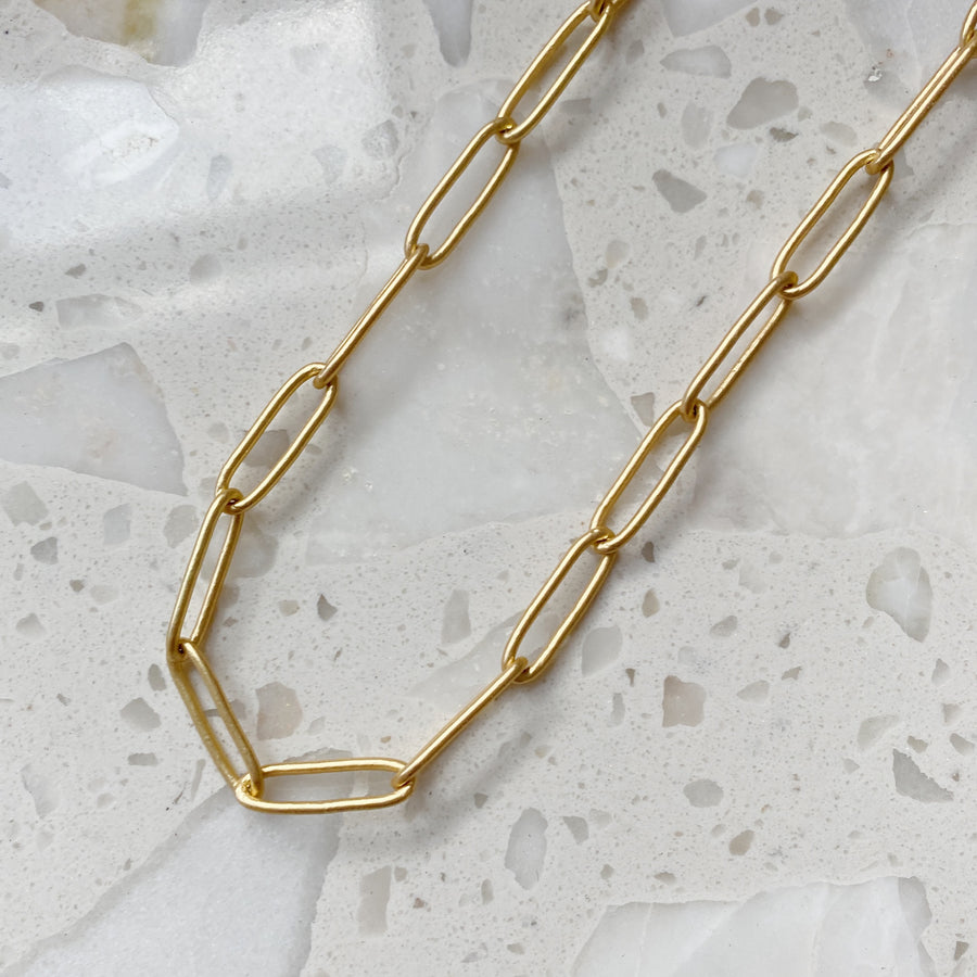 Handmade 14k Gold Paperclip Link Chain Necklace - Thick