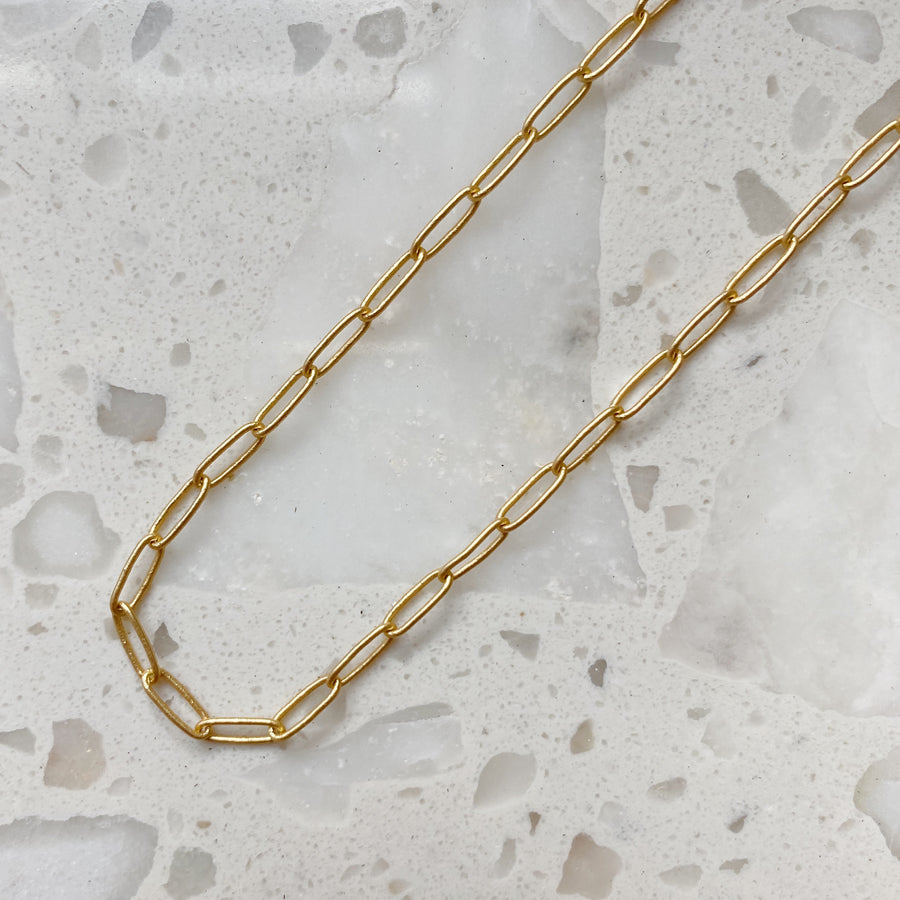 Gold Paperclip Necklace with Small Links