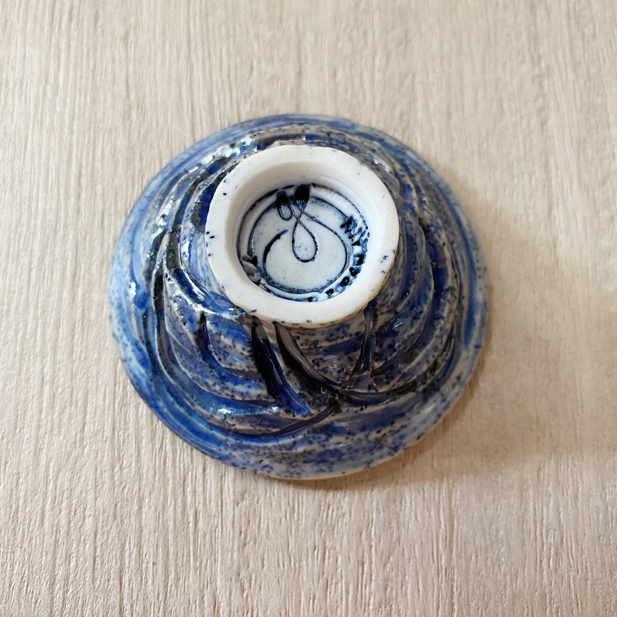 Tiny Bowl with Blue Waves