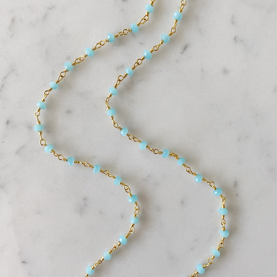 Aqua Chalcedony Chain Necklace