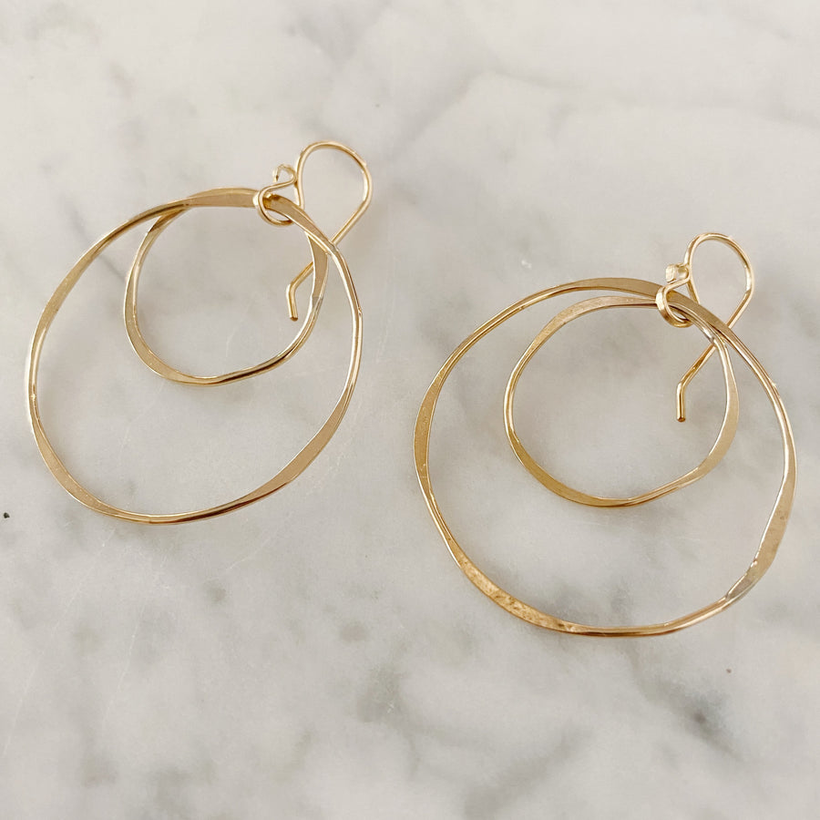Double Hoop Earrings in Brass